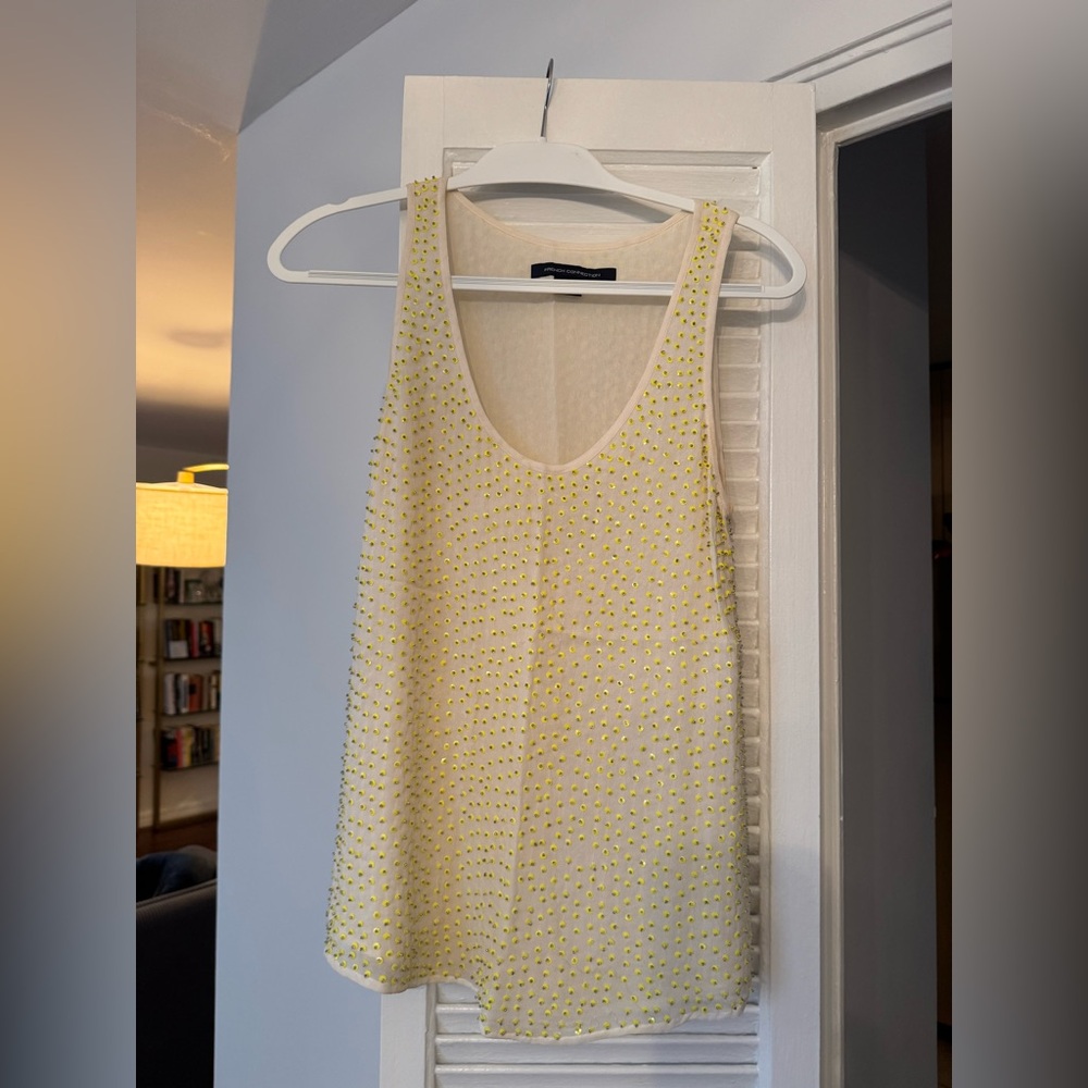 French Connection beaded yellow tank top